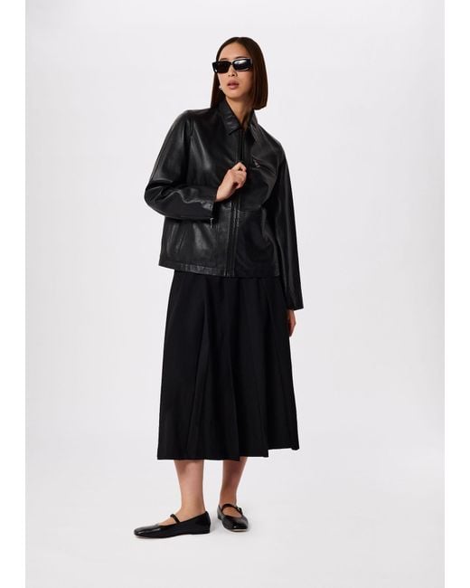 Whistles Black Kate Zip Leather Jacket