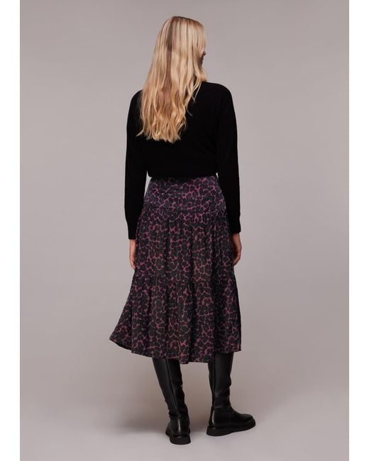 Whistles Black Smudge Animal Tiered Skirt