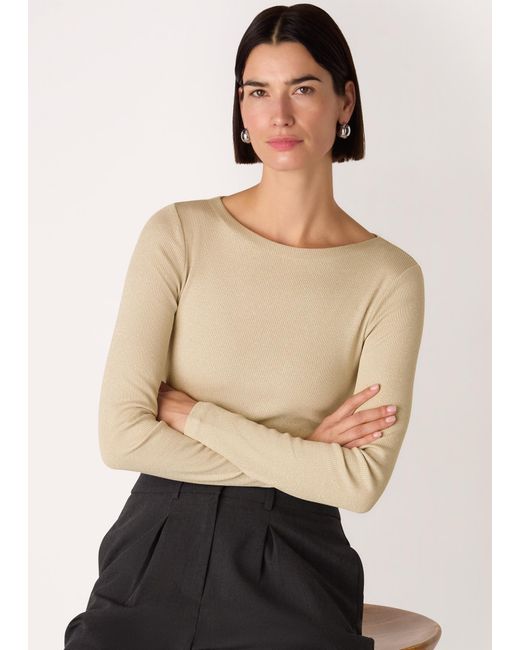 Whistles Natural Sparkle Rib Jersey Top