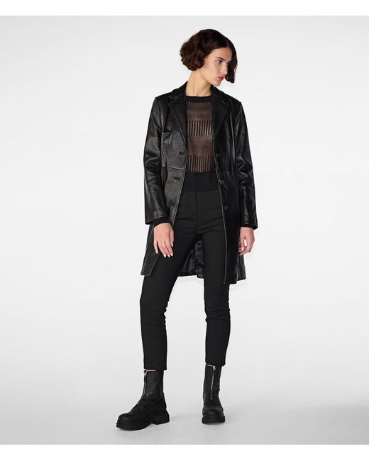 Wilsons Leather Black Nora Button Down Lamb Trench
