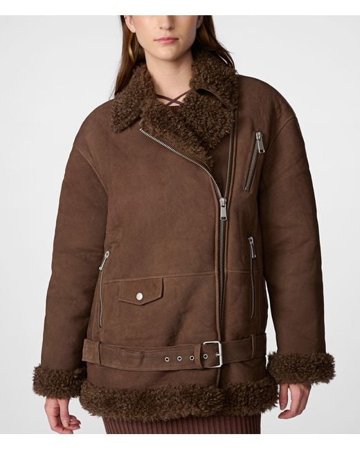 Wilsons leather shop fur lined coat