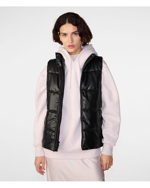 Wilsons Leather Faux Leather Puffer Vest in Black Lyst