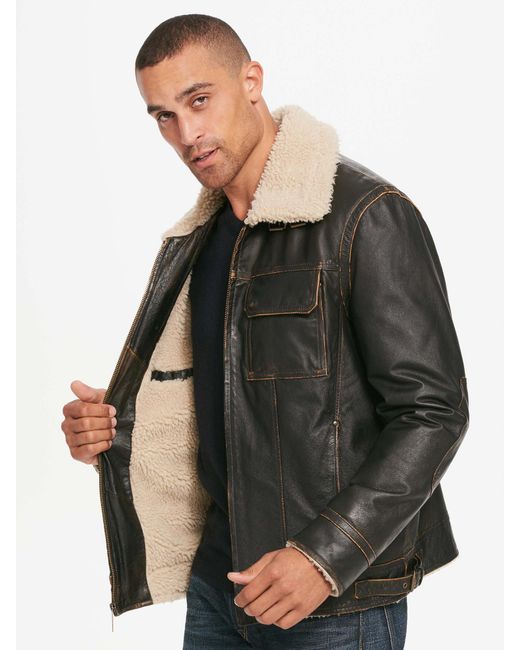 Wilsons Leather Faux-shearling Collar Leather Bomber in Brown for Men ...