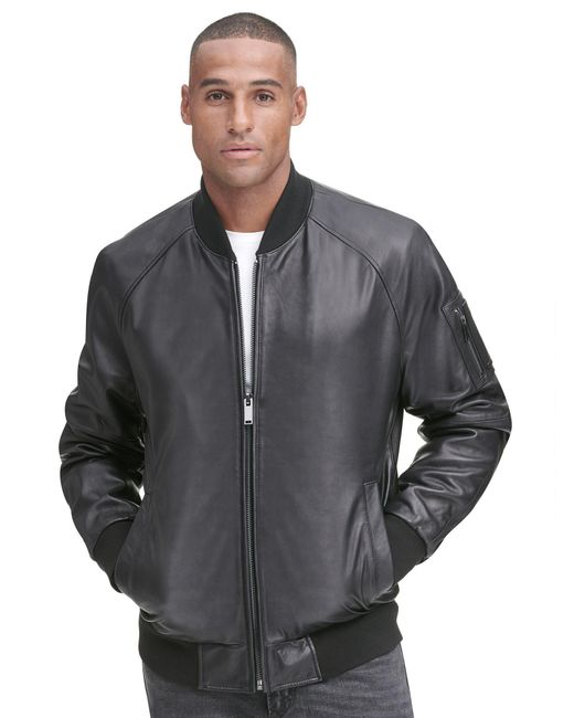 Leather Bomber Jacket Knit Trim Photos