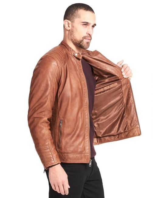 Download Wilsons Leather Caleb Quilted Leather Jacket in Brown for ...