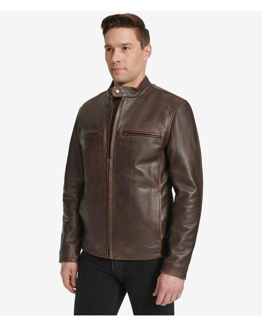 Wilsons Leather Brown Tannery West Distressed Moto for men