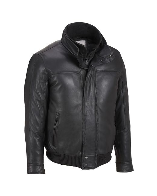 Wilsons Leather Classic Double Collar Bomber in Black for Men Lyst
