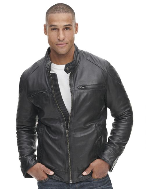 Wilsons Leather Leather Jacket With Shoulder Patches in Black for Men ...
