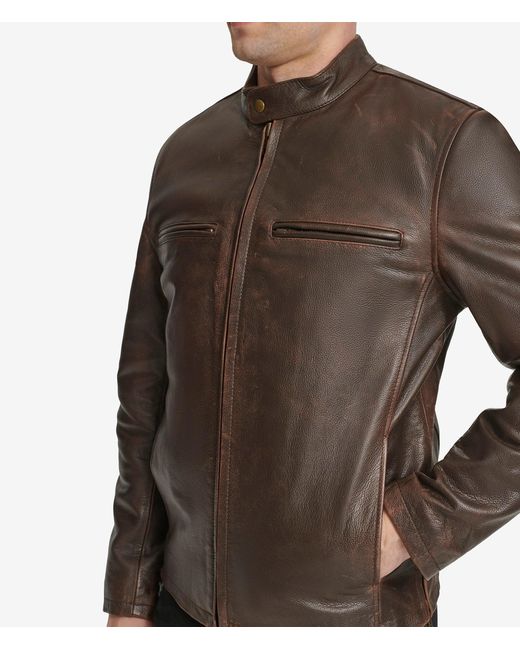 Wilsons Leather Brown Tannery West Distressed Moto for men