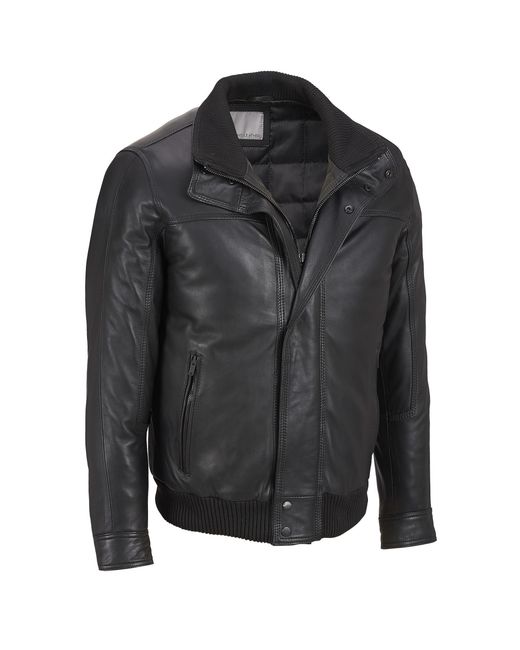 Double Collar Bomber in Black for Men 