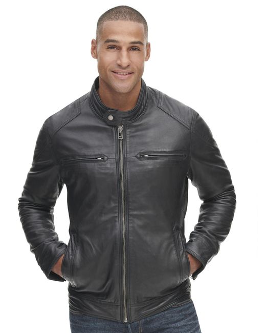 Wilsons Leather Leather Jacket With Shoulder Patches in Black for Men ...