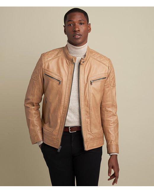 Wilsons Leather Mason Quilted Leather Jacket in Cognac (Natural) for