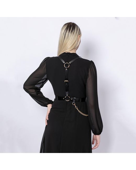 Haute Cuir Black Chained Leather Body Harness