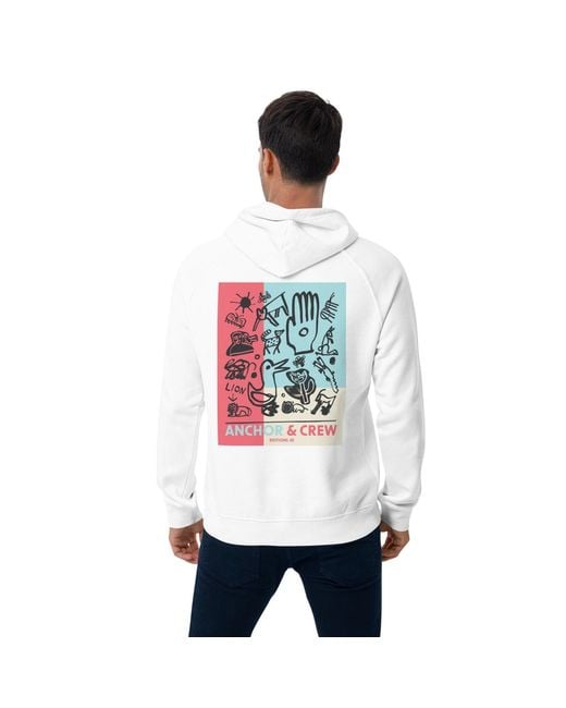 Anchor and Crew White One Moon Safari Editions Organic Cotton Hoodie for men