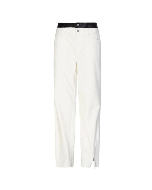 Circular Path White Loose Denim Wide Leg Pants