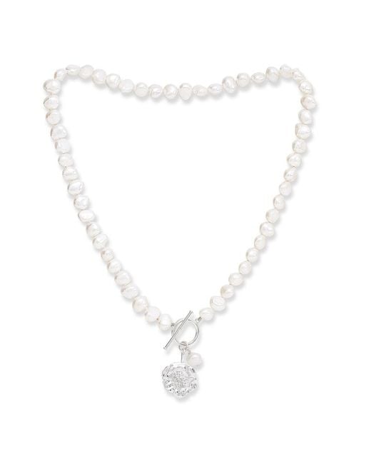 Pearls of the Orient Online Metallic Vita Cultured Freshwater Pearl Necklace With Cherry Blossom Charm