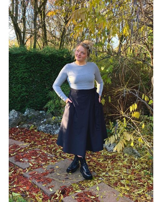 Frock Tales Black Illusion Wrap Midi Skirt