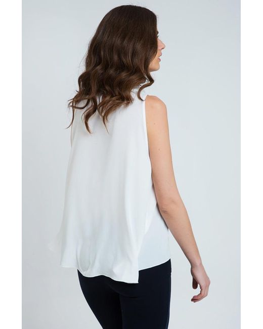 Conquista White Neutrals Tie Detail Sleeveless Top Ecru