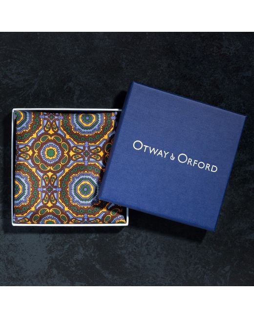 Otway & Orford Multicolor 'Whirligig' Medallion Silk Pocket Square for men
