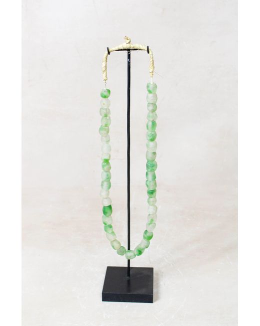 Botanical Boys White Ghana Glass Beads Necklace