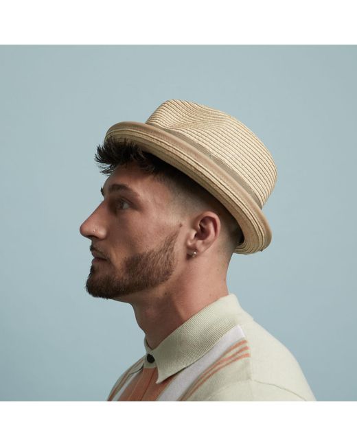 Dasmarca Hats Natural Neutrals Dasmarca Andy Short Brim Trilby Retro Summer Skimpy Brim Straw Braided Hat for men