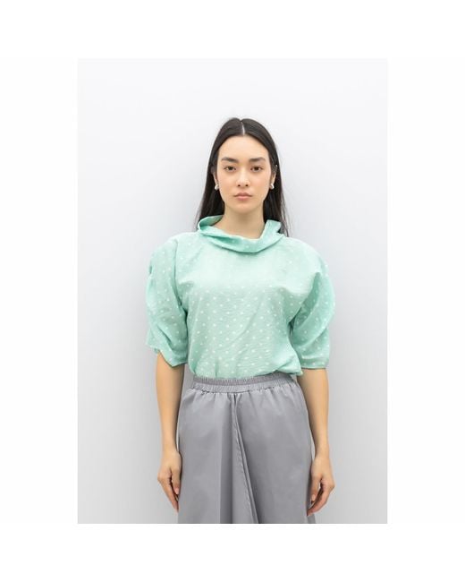 Bianca Popp Blue Puff Blouse With Collar