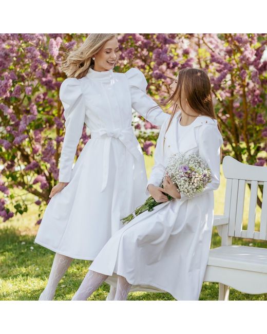 RainSisters White Coat With Balloon-Styled Sleeves: Majestic