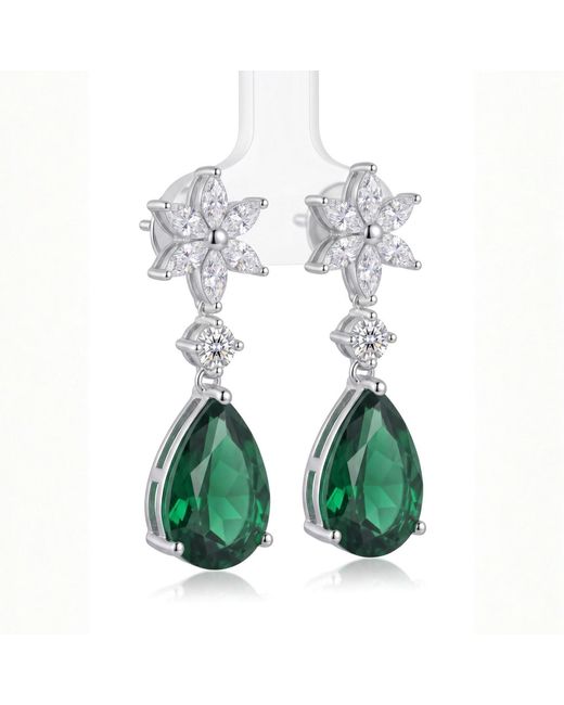 Latelita London Green Sunflower Emerald Drop Earrings