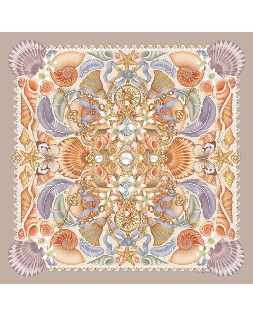 Emily Carter Metallic Neutrals The Shell & Starfish Silk Scarf