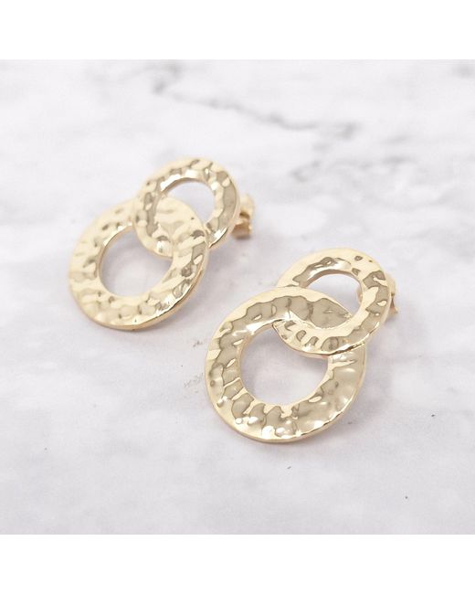 Harfi Metallic Plated Double Hoop Circle Drop Earrings