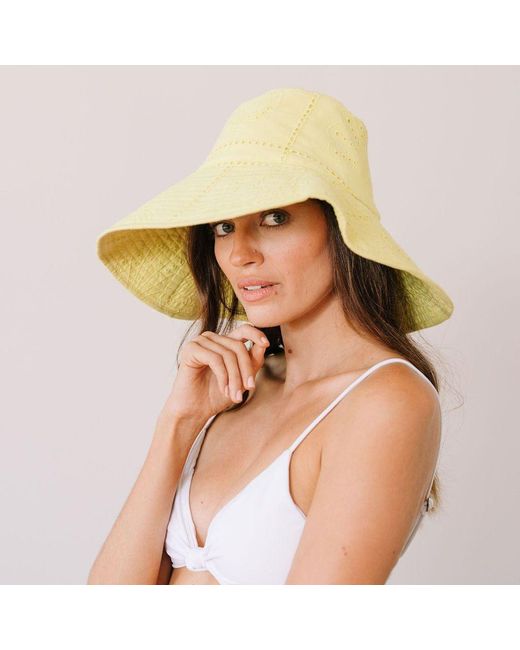 SUNSHINE TIENDA Yellow Lemonade Shell Beachy Bucket Hat