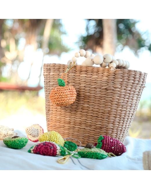 LIKHÂ Metallic Citrus Burst Raffia Bag Charm