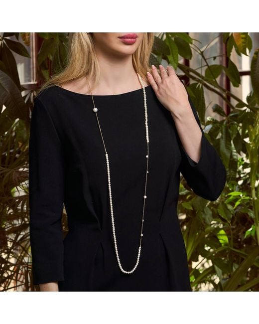 Corina Mardari Jewelry White Super Long Pearl Filled Necklace