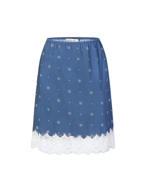 NUAJE NUAJE Blue Soleil Lace Trim Cotton Skirt
