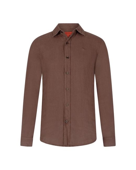Maison Tangerine Brown Neutrals Tobacco Linen Shirt For for men