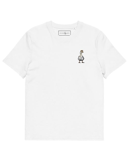 Anchor and Crew White Dapper Duck Actual Life Organic Cotton Embroidered T-Shirt