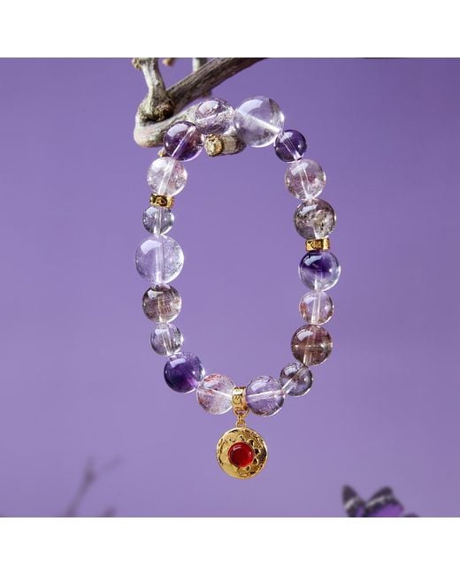 Aurozia Metallic Five Elements Super Seven Crystal Beadeds Bracelet Earth
