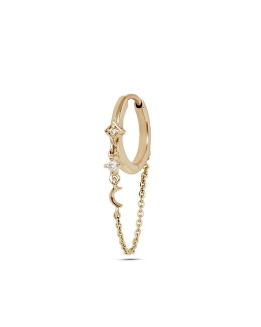 Zohreh Metallic Diamond Moon Chain Huggie Hoop Earring 9K