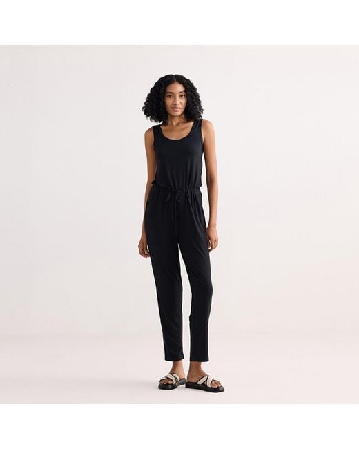 REISTOR Black Relaxed Drawstring Jumpsuit