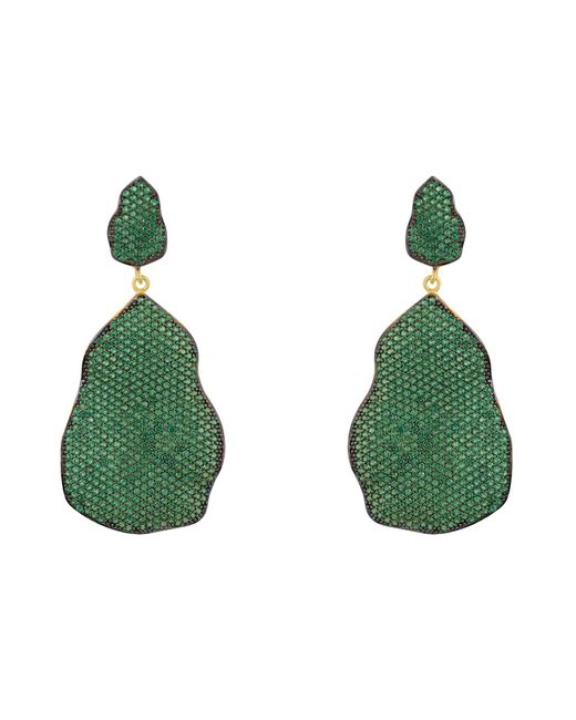 Latelita London Green St Tropez Drop Earrings Gold Emerald Cz