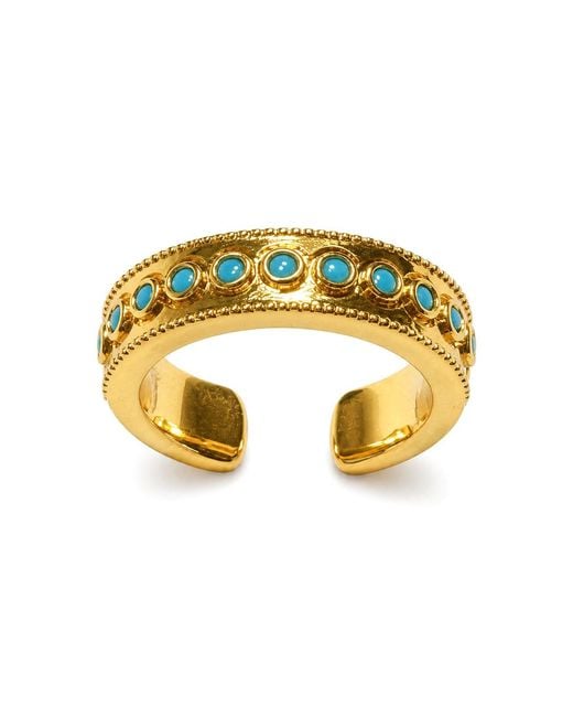 Aurozia Metallic Lotus Within Vermeil Starlight Dew Adjustable Open Ring