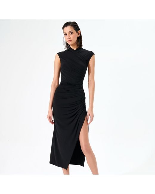 Herfetch Black Midi Kimono Dress