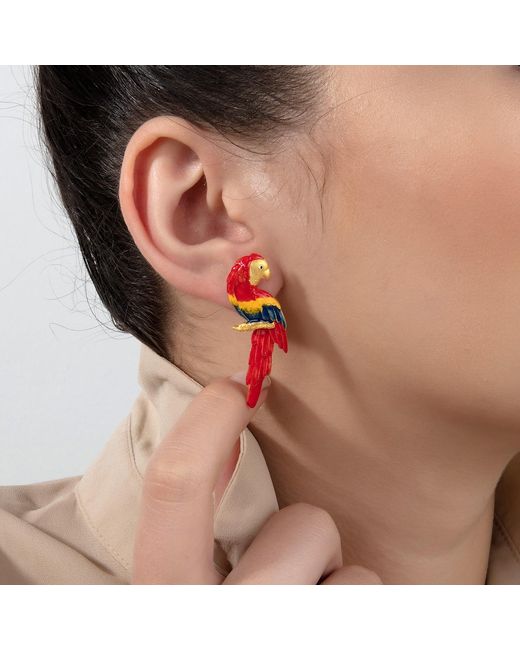 Milou Jewelry Red Parrot Earrings