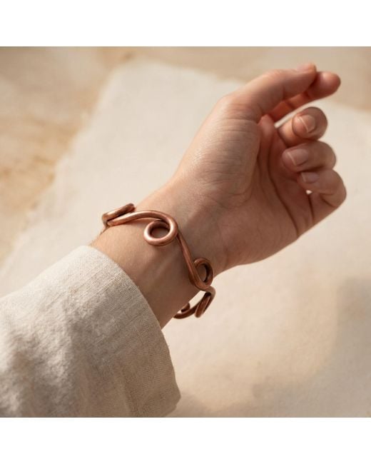 Anatoliacraft Brown Copper Twisted Cuff Bracelet – Handmade Sculptural Open Bangle