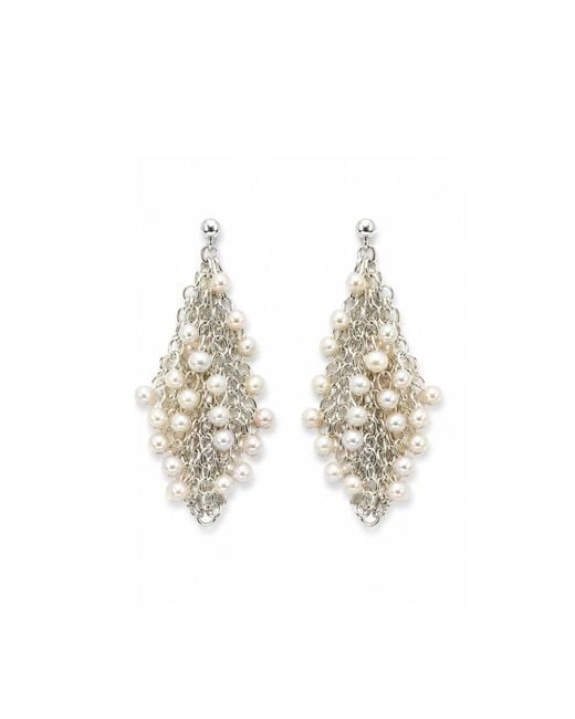 Saachi Metallic Cascading Pearl Statement Earrings