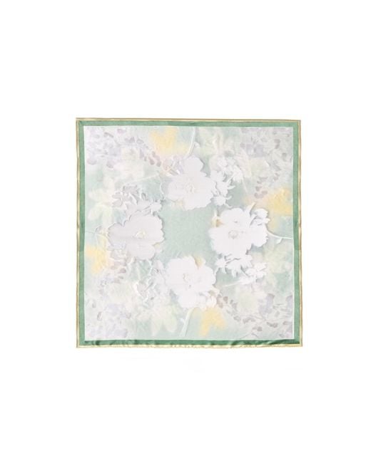 Asyii Multicolor Neutrals Printed Floral Devore Silk Square