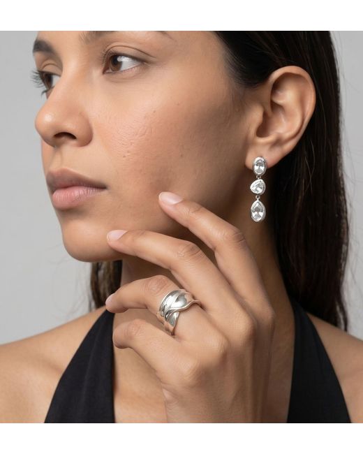 Uchi and Soto White Enso Layered Stone Earrings