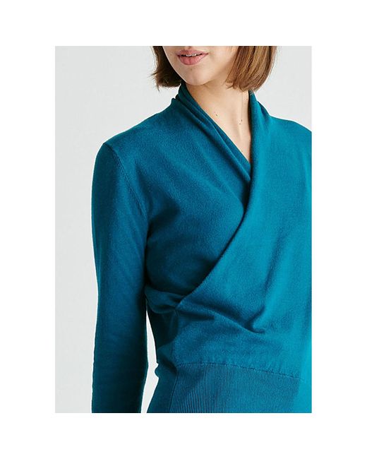 Paisie Blue Long Sleeve Knitted Wrap Top