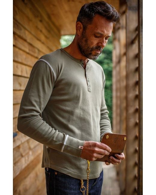 &SONS Trading Co Green Sons The New Elder Henley Shirt Army for men