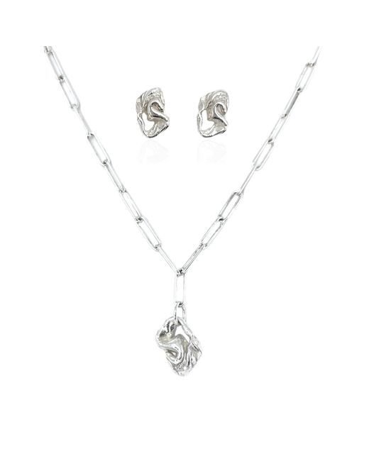 Bio-Trimmings Metallic Carrara Necklace & Earrings Set